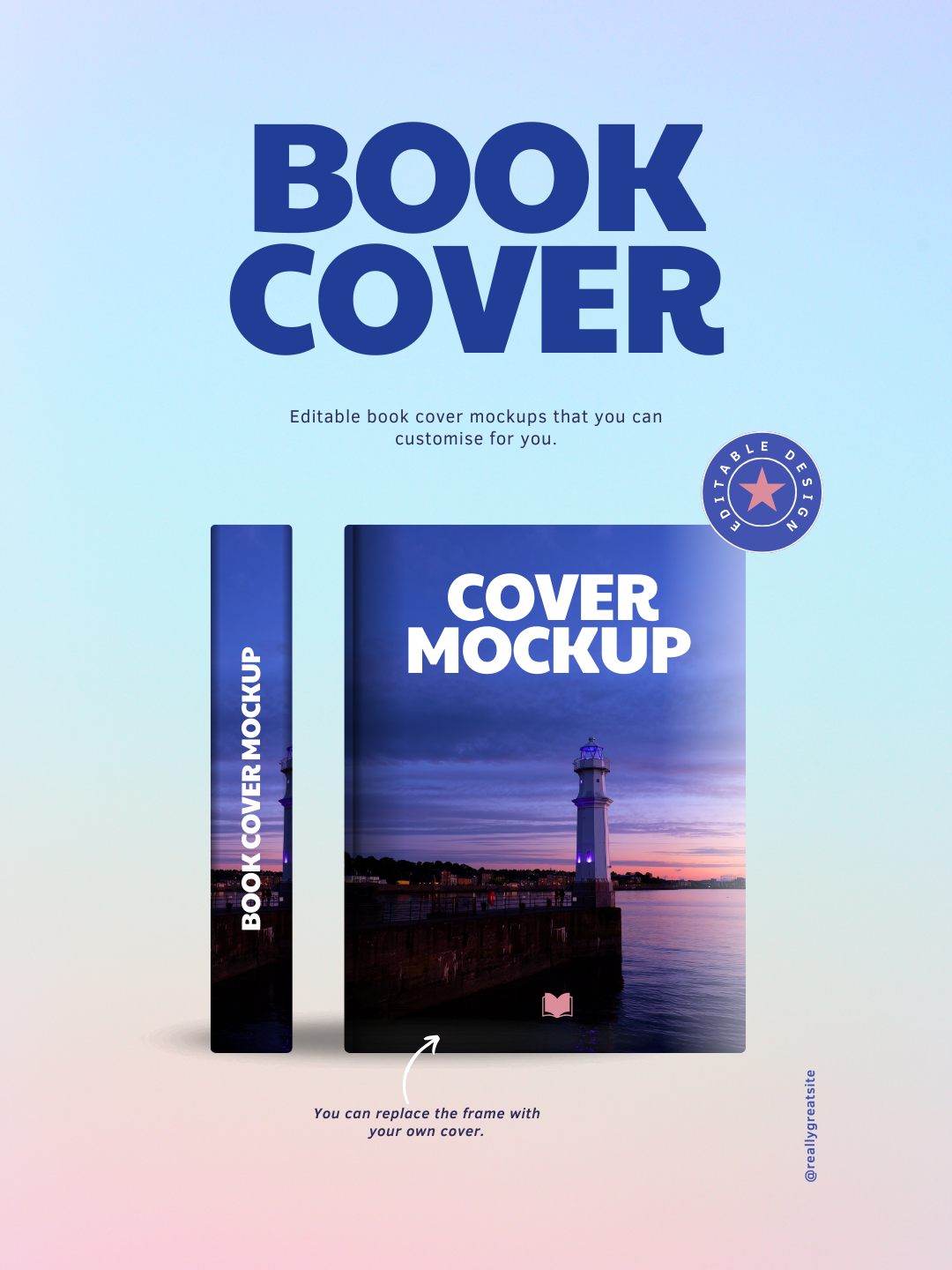 Blue Soft Book Cover Mockup Pinterest Pin